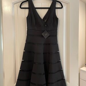 White House Black Market Black V-Neck Midi Dress